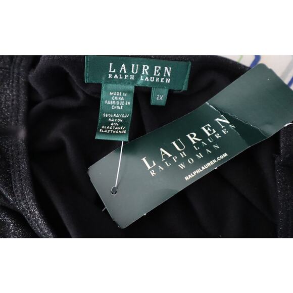 NWT Lauren Ralph Lauren Black Glitter Blouse Metallic Evening Party Plus 2X - Picture 5 of 6